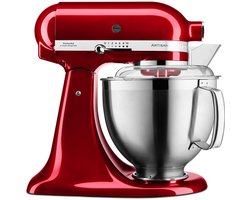 KitchenAid keukenmachine - Artisan - Keukenrobot met 3 accessoires uit roestvrij staal, schenkschild en 2 mengkommen - 300 W - 3 L en 4,8 L - Appelrood