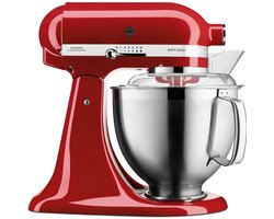 KitchenAid keukenmachine - Artisan - Keukenrobot met 3 accessoires uit roestvrij staal, schenkschild en 2 mengkommen - 300 W - 3 L en 4,8 L - Keizerrood
