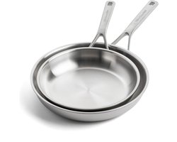 KitchenAid Koekenpannenset - Multi-Ply RVS - ø 20 en 28 cm - zonder anti-aanbaklaag