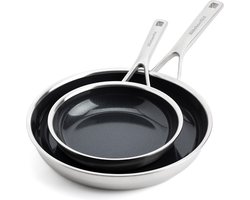 KitchenAid Multi-Ply koekenpannenset 2-delig ø20+28cm - RVS - inductie - anti-aanbak - PFAS-vrij
