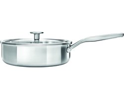 KitchenAid Multi-Ply RVS Hapjespan - ø 24cm 3,1L - met glazen deksel - inductie - PFAS-vrij