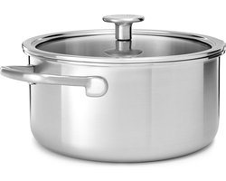 KitchenAid Multi-Ply RVS Kookpan - ø20cm - 3,1L - met glazen deksel - inductie - PFAS-vrij