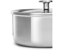 KitchenAid Multi-Ply RVS Steelpan - ø16 cm - 1,5L - met glazen deksel - inductie - PFAS-vrij