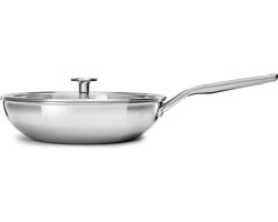 KitchenAid Multi-Ply RVS Wok - ø 28cm - 3,5L - met glazen deksel - inductie - PFAS-vrij