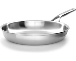 KitchenAid Multi-Ply Stainless Steel RVS Koekenpan 28 cm - Inductie pan - Ovenbestendig tot 220°C - Zonder coating