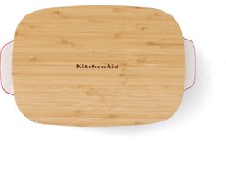 KitchenAid Ovenschaal incl bamboe deksel - Large: 3,8L - magnetron- en ovenbestendig tot 260°C zonder deksel - Keizer rood