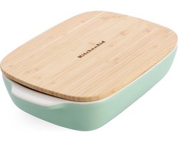 KitchenAid Ovenschaal incl bamboe deksel - Large: 3,8L - magnetron- en ovenbestendig tot 260°C zonder deksel - Pistache groen