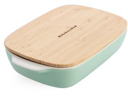 KitchenAid Ovenschaal incl bamboe deksel - Medium: 1,8L - magnetron- en ovenbestendig tot 260°C zonder deksel - Pistache groen