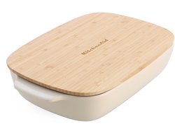 KitchenAid Ovenschaal met bamboe deksel - large - amandel wit