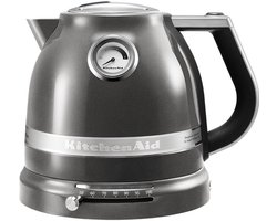 KitchenAid Waterkoker met temperatuurregeling - 1,5 L - Artisan - Retro waterkoker dubbelwandig - 2400 W - Tingrijs