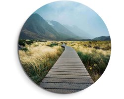 KitchenArt - Misty Valley Trail – Muurcirkel Binnen - ø 60 cm - Wandcirkel - Mét Ophangsysteem - Wanddecoratie - Muurdecoratie