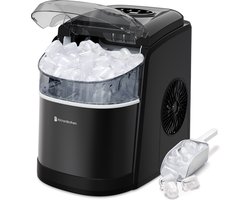 KitchenBrothers - 1.6L - IJsblokjesmachine - 12kg/24 uur - IJsblokjesmaker - IJsschep - Draagbaar – Zelfreinigingsfunctie - Zwart