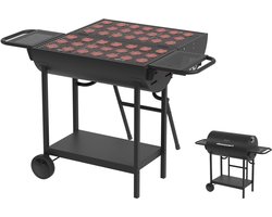 KitchenBrothers 2-in-1 Houtskool BBQ XL - Verstelbare luchtroosters - PFAS Vrij - Dubbele BBQ - Zijtafels - Grillrooster BBQ - Zwart