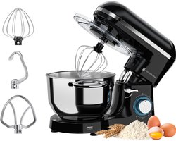 KitchenBrothers 2000W Keukenmachine - Keukenrobot - 6,2L - Mixer met Mengkom - Keukenmixer - Zwart