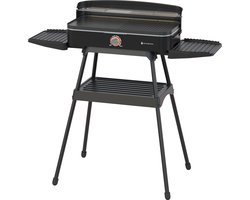 KitchenBrothers Elektrische BBQ - Staand en Tafelmodel Barbecue - Tafelbarbecue - Anti-aanbaklaag - 24x50cm Grilloppervlak - 2200W - Vaderdag Cadeau - Zwart