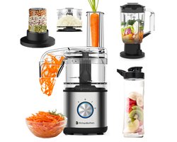 KitchenBrothers Foodprocessor - 5 in 1 Multifunctioneel Model - Hakmolen - Groentesnijder - BPA Vrij - 0,5L - Keukenmachine - Uiensnijder - RVS
