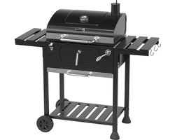 KitchenBrothers Houtskool BBQ - Smoker Barbecue - Verstelbaar Kolenrooster - PFAS Vrij - 42x57cm Grilloppervlak - Zijpanelen - Vaderdag Cadeau - Zwart