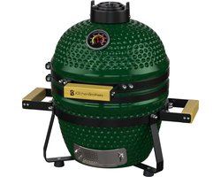 KitchenBrothers Kamado BBQ - 13 Inch Houtskool Barbecue - 27⌀ cm - PFAS-vrij - Deluxe Set - Egg BBQ met Accessoires inclusief Hoes - Vaderdag Cadeau - Groen