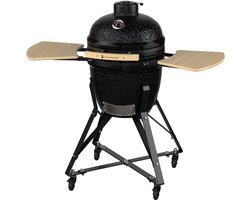 KitchenBrothers Kamado BBQ - 18 Inch Houtskool Barbecue - 38,5⌀ cm - Complete Set - Egg BBQ met Accessoires inclusief Hoes - Zwart