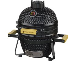 KitchenBrothers Kamado BBQ - BPA en PFAS Vrij - 13 Inch Houtskool Barbecue - 27⌀ cm - Deluxe Set - Egg BBQ met Accessoires inclusief Hoes - Zwart