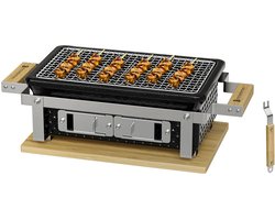 KitchenBrothers Kamado Hibachi Grill - Houtskool Barbecue - Shichirin Tafelgrill - Rechthoekige BBQ - Keramische Barbecue - Zwart