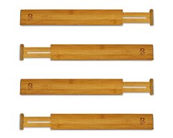 KitchenBrothers Ladeverdeler - 4 Delige Set - Uitschuifbare Lade Organizer - Verstelbaar 44–56 cm - Bamboe
