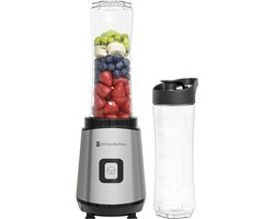 KitchenBrothers Mini Blender - Blender to Go - Smoothie Maker - 2 To-Go Bekers 600 ml - RVS