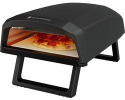 KitchenBrothers Pizza Oven - Elektrisch - PFAS- & BPA-Vrij - Tafelmodel - Inklapbaar - Pizzasteen - Pizza maker - Pizzaoven voor Buiten en Binnen - Zwart/Grijs