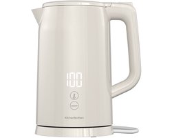 KitchenBrothers Waterkoker - 1.7L - Met Temperatuurregeling - Elektrisch - Warmhoudfunctie - Display - Dubbelwandig - Cool-touch - 2200W - Beige