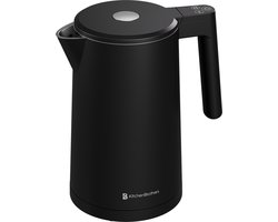 KitchenBrothers Waterkoker - 1.7L - PFAS en BPA Vrij - Met Temperatuurregeling - Warmhoudfunctie - Display - Dubbelwandig - 2200W - Zwart