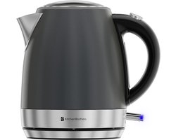 KitchenBrothers Waterkoker - Elektrisch - 1 Liter - PFAS- & BPA-vrij - Klein Camping Formaat - Reiswaterkoker met Kalkfilter - Titanium Grijs/RVS