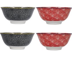 KitchenCraft 4-delige keramieken graan-/dessertkom, magnetronbestendig 15 x 7 cm
