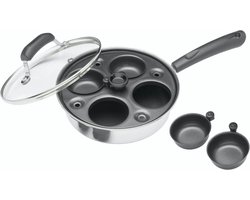 KitchenCraft Aluminium Gecoat Koolstofstaal Ei Pan Vier gaten