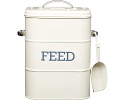 KitchenCraft Huisdier Voedsel Opslag Container Vergrendeling Systeem Met Geïntegreerde Schep Staal Vogels Luchtdicht Huisdier Hond Kat Dier Droog Voedsel 5.67 L Dispenser Bin Wit