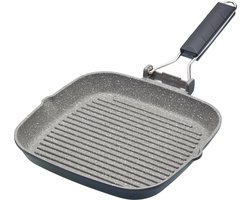 KitchenCraft MasterClass Grillpan Met Antiaanbaklaag - Met Inklapbare Handgreep Gegoten Aluminium ‎41,9 x 21,6 x 9,8 Centimeter