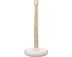 KitchenCraft Serenity Keukenrolhouder - mangohout/marmer bruin/roze 15 x 36 cm