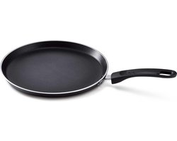 KitchenFun Salsa Non-Stick Pannenkoekenpan / Pancakepan Ø 24cm – Inductie geschikt- lichtgewicht Aluminium- Dubbele Anti-aanbaklaag – Hitte werende soft touch greep - Ergonomisch – Zwart
