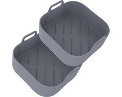 KitchenLove Airfryer Bakjes Siliconen XL - 2 Stuks - Vierkant Mandje - Bakpapier Alternatief - Accessoires - BPA Vrij - 20CM