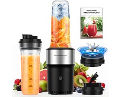 KitchenMonster Blender 900W - Smoothie Maker met 2 Draagbare Bekers To Go