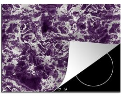 KitchenYeah® Inductie beschermer 60x52 cm - Marmer print - Paars - Zilver - Patronen - Kookplaataccessoires - Afdekplaat voor kookplaat - Inductiebeschermer - Inductiemat - Inductieplaat mat