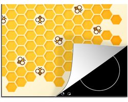 KitchenYeah® Inductie beschermer 75x52 cm - Een illustratie van de binnenkant van een bijenkorf - Kookplaataccessoires - Afdekplaat voor kookplaat - Inductiebeschermer - Inductiemat - Inductieplaat mat