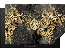 KitchenYeah® Inductie beschermer 78x52 cm - Marmer print - Goud - Roos - Patronen - Kookplaataccessoires - Afdekplaat voor kookplaat - Inductiebeschermer - Inductiemat - Inductieplaat mat