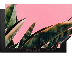 KitchenYeah® Inductie beschermer 78x52 cm - Planten - Bladeren - Vrouwentong - Roze - Tropisch - Kookplaataccessoires - Afdekplaat voor kookplaat - Inductiebeschermer - Inductiemat - Inductieplaat mat