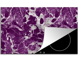 KitchenYeah® Inductie beschermer 80.2x52.2 cm - Marmer print - Glitter - Paars - Patronen - Kookplaataccessoires - Afdekplaat voor kookplaat - Inductiebeschermer - Inductiemat - Inductieplaat mat