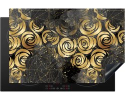 KitchenYeah® Inductie beschermer 80x52 cm - Marmer print - Goud - Roos - Patronen - Kookplaataccessoires - Afdekplaat voor kookplaat - Inductiebeschermer - Inductiemat - Inductieplaat mat