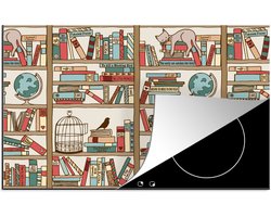 KitchenYeah® Inductie beschermer 81.6x52.7 cm - Kat - Boek - Kast - Jongens - Meisjes - Kinderen - Kind - Kookplaataccessoires - Afdekplaat voor kookplaat - Inductiebeschermer - Inductiemat - Inductieplaat mat