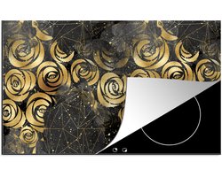 KitchenYeah® Inductie beschermer 83x51.5 cm - Marmer print - Goud - Roos - Patronen - Kookplaataccessoires - Afdekplaat voor kookplaat - Inductiebeschermer - Inductiemat - Inductieplaat mat