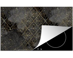 KitchenYeah® Inductie beschermer 83x51.5 cm - Marmer print - Zwart - Goud - Geometrie - Kookplaataccessoires - Afdekplaat voor kookplaat - Inductiebeschermer - Inductiemat - Inductieplaat mat
