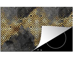 KitchenYeah® Inductie beschermer 90x52 cm - Goud - Marmer print - Verf - Patronen - Kookplaataccessoires - Afdekplaat voor kookplaat - Inductiebeschermer - Inductiemat - Inductieplaat mat