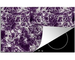 KitchenYeah® Inductie beschermer 91.2x52 cm - Marmer print - Paars - Zilver - Patronen - Kookplaataccessoires - Afdekplaat voor kookplaat - Inductiebeschermer - Inductiemat - Inductieplaat mat